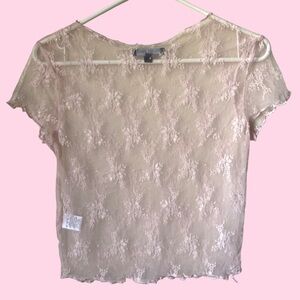 baby pink sheer lace top